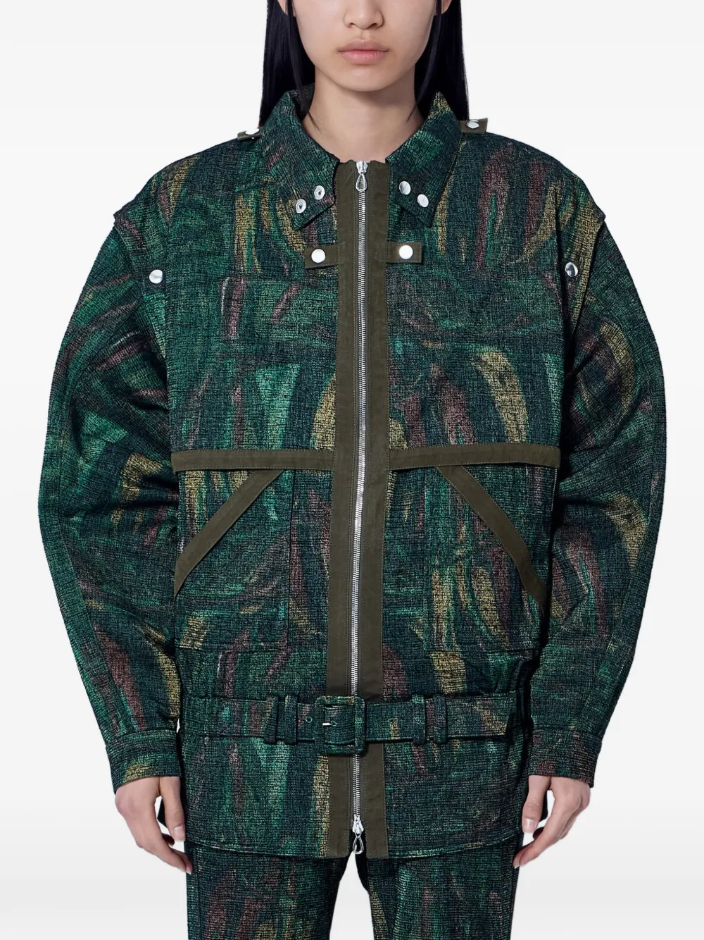 Kiko Kostadinov belted high-neck coat - Green
