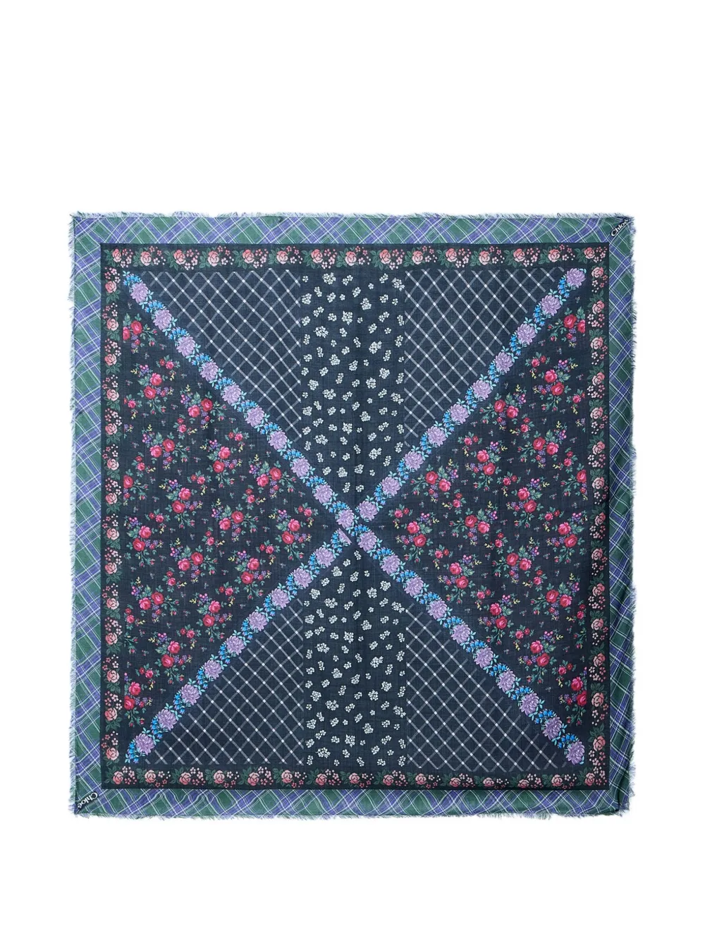 Chloé Folk square scarf in wool Paars