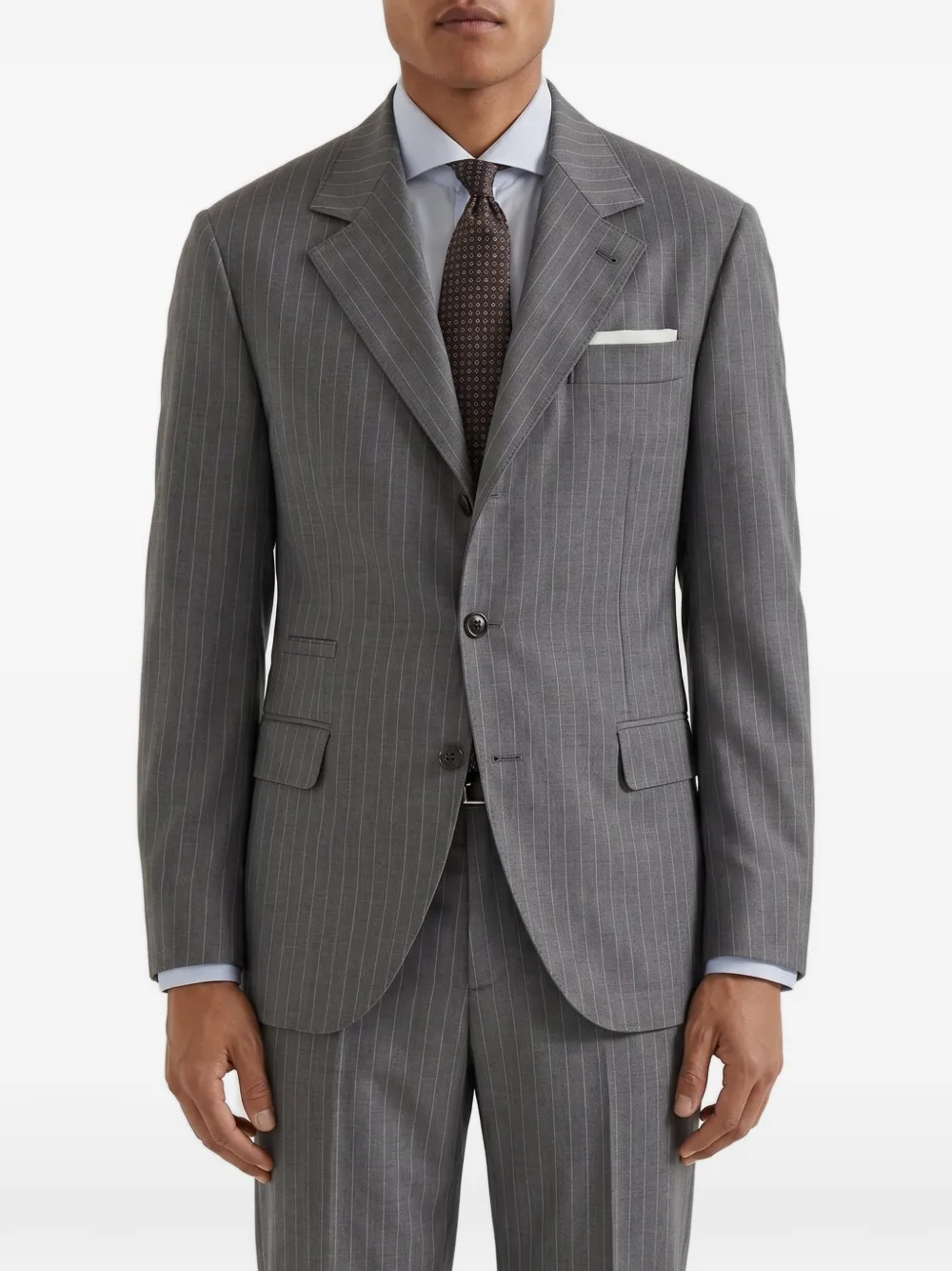 Brunello Cucinelli pinstripe-pattern tailored suit - Grigio