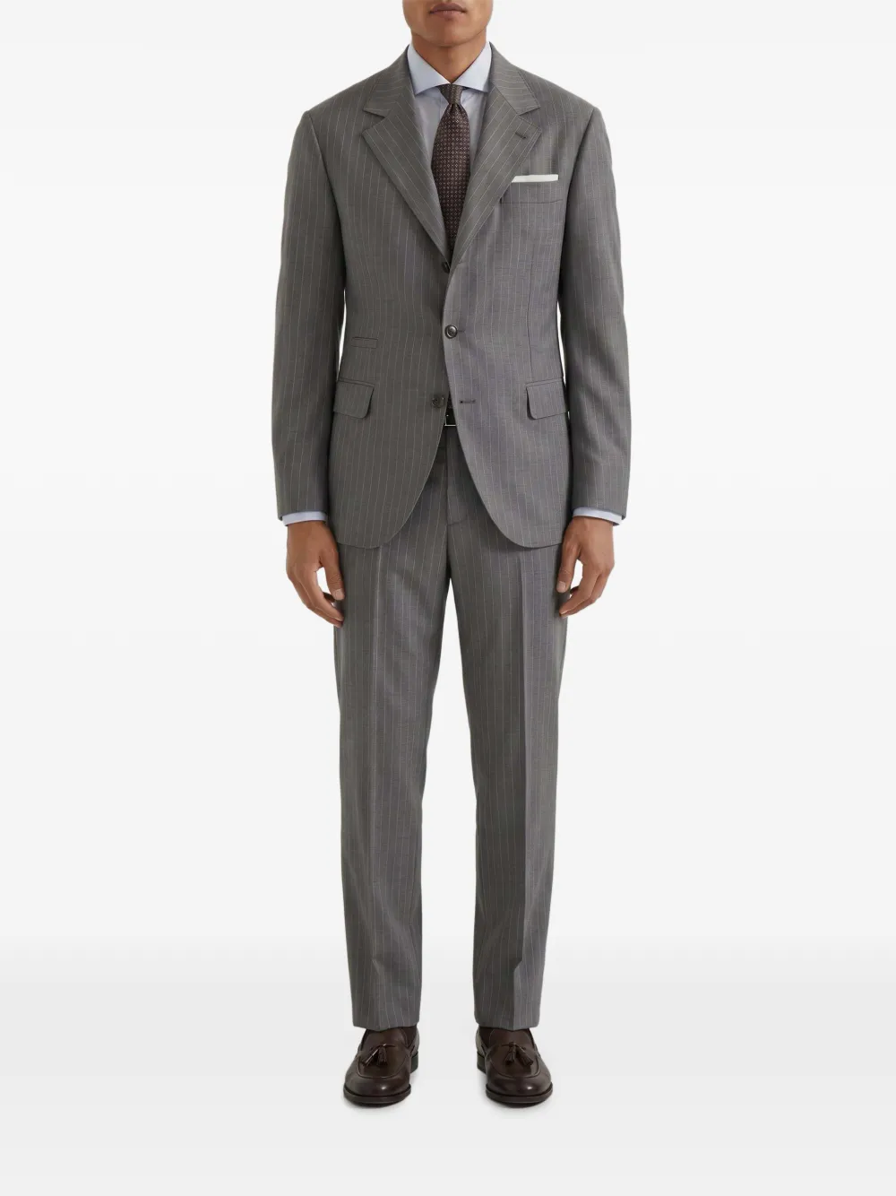 Brunello Cucinelli pinstripe-pattern tailored suit Grijs