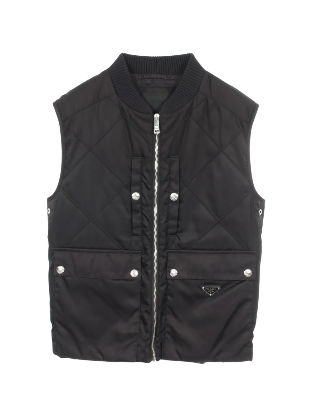 Prada Pre-Owned 2010s quilted logo-plate vest - Nero
