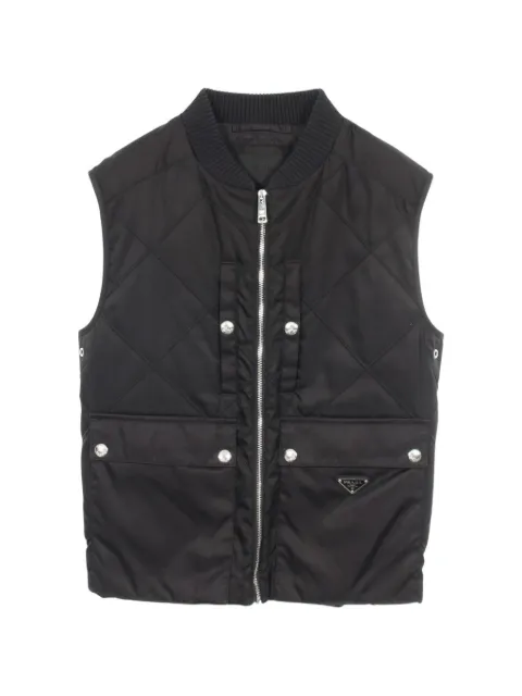 Prada Pre-Owned 2010s quilted logo-plate vest