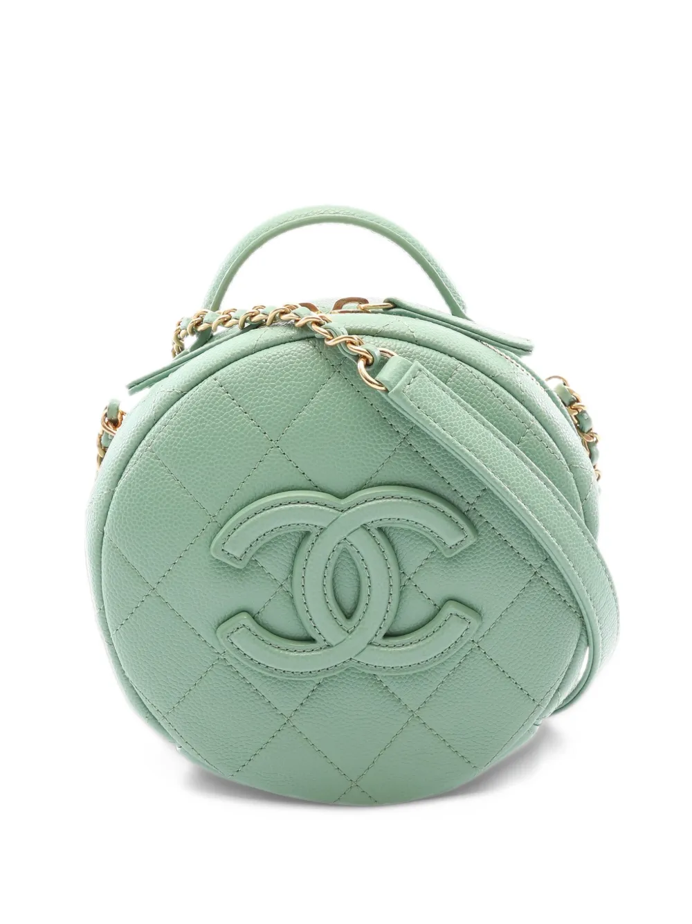 CHANEL Pre-Owned 2021 quilted round shoulder bag - Verde