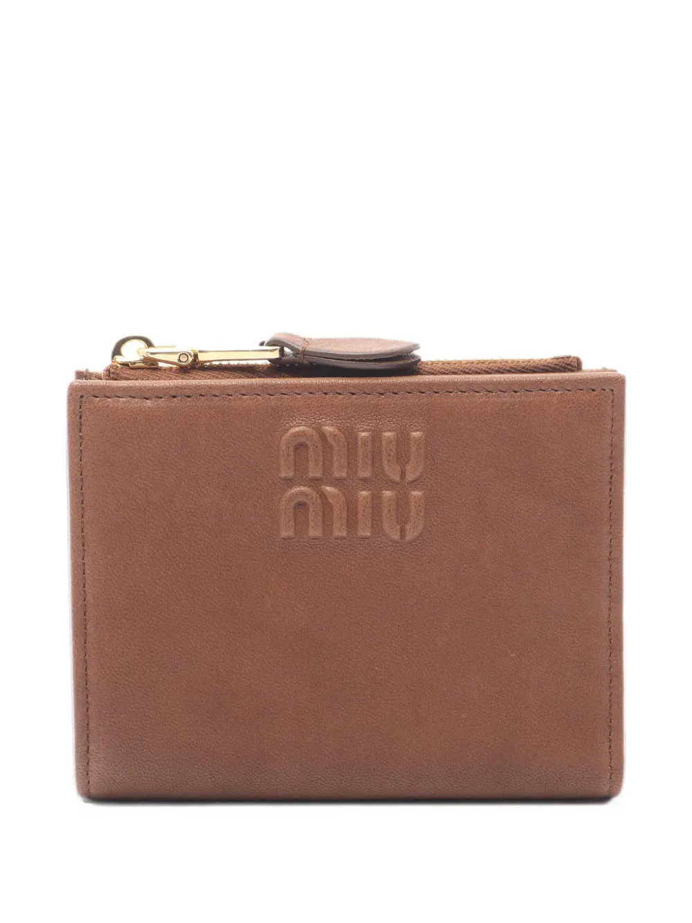 Miu Miu Pre-Owned 2020s embossed logo bi-fold wallet - Marrone