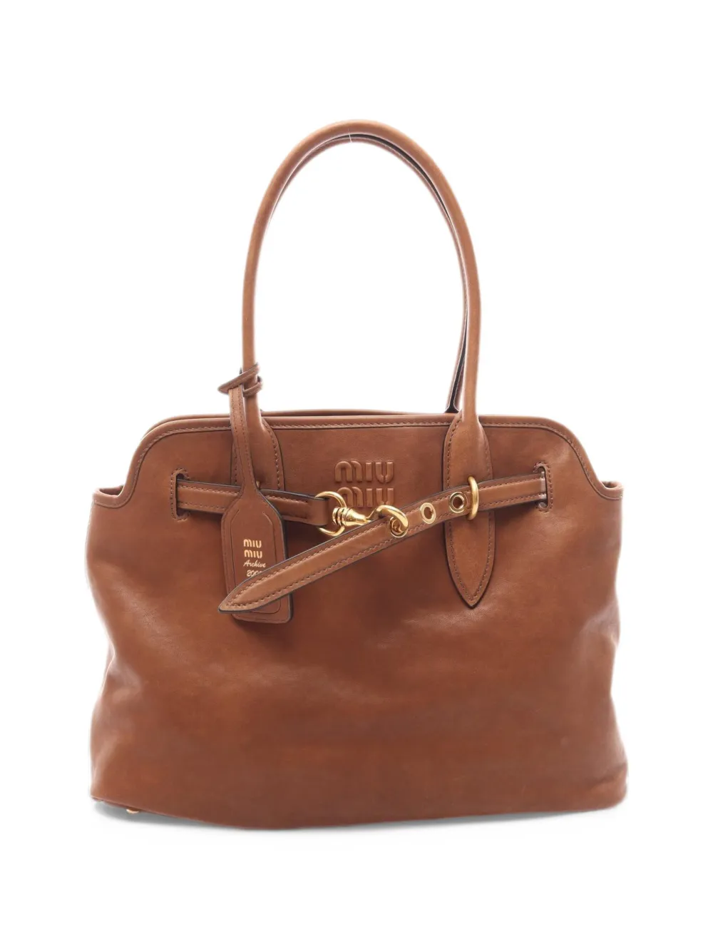Miu Miu Pre-Owned 2010s medium Adventure leather tote bag - Marrone