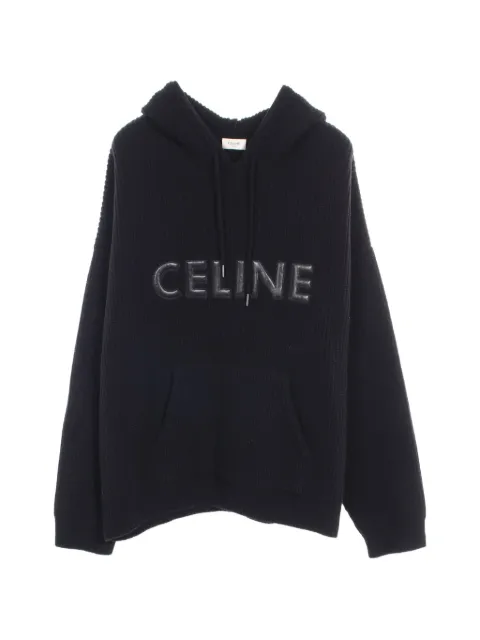 Celine Pre-Owned 2010s logo-patch knit hoodie