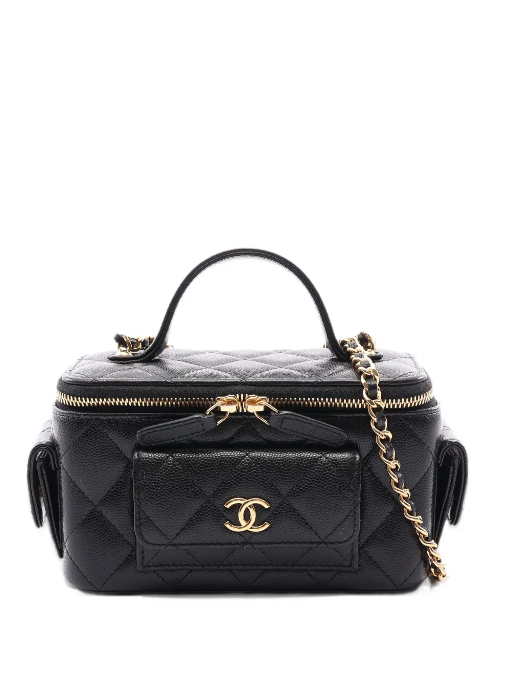 CHANEL Pre-Owned 2021 matelassé chain-link vanity mini bag - Nero