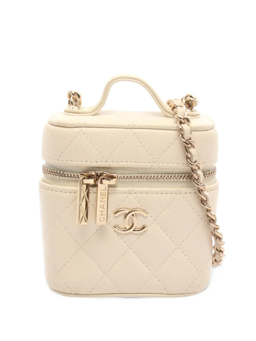 CHANEL Pre-Owned 2021-2022 mini Matelassé Vanity bag - Toni neutri
