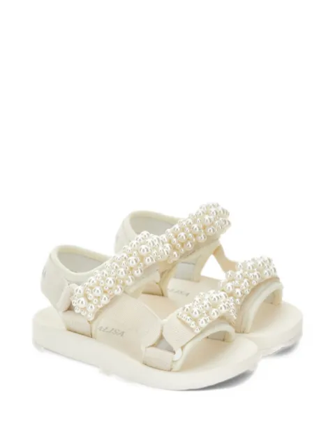 Monnalisa faux-pearl embellished touch-strap sandals