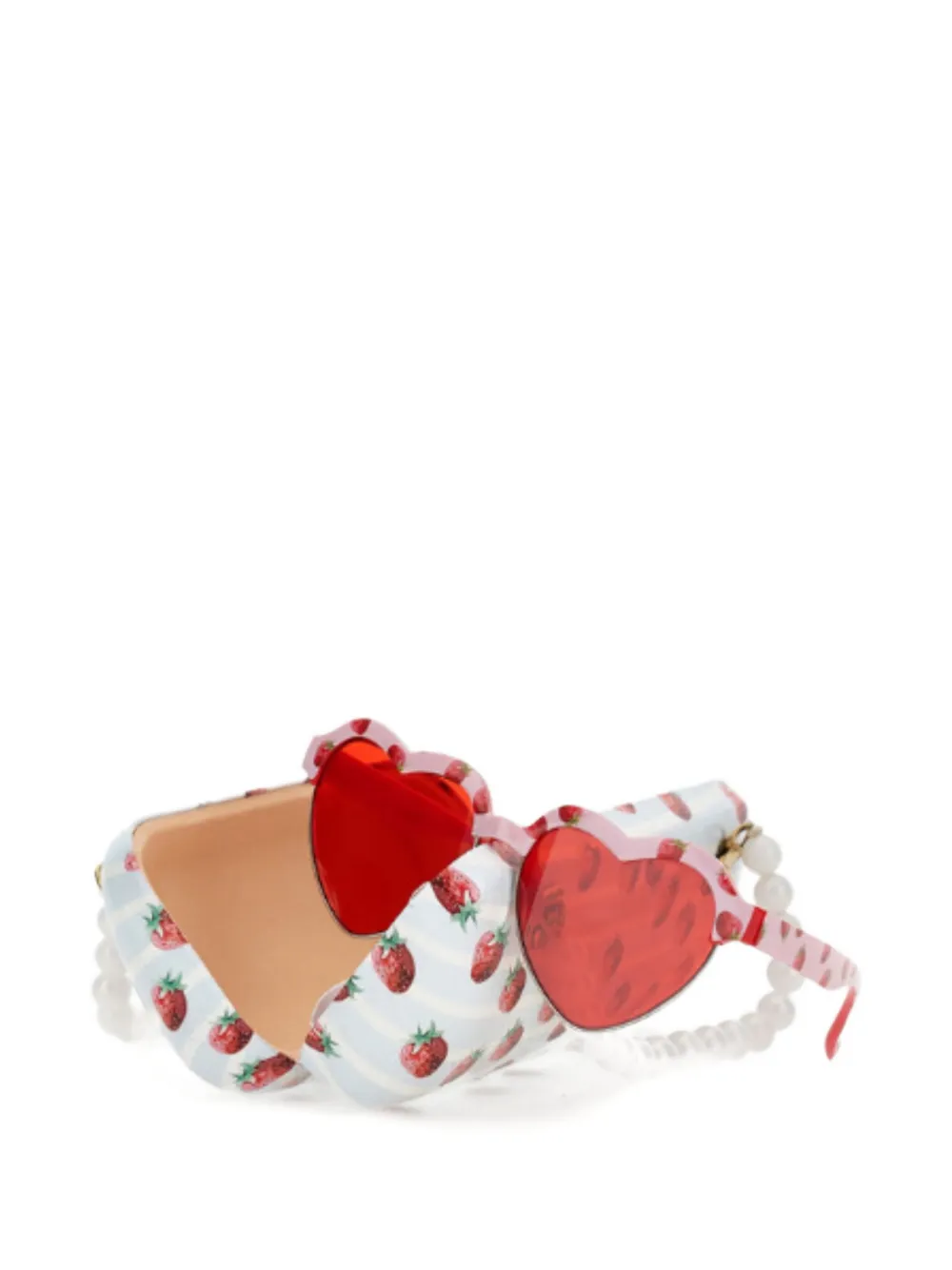 Monnalisa strawberry-print heart-frame sunglasses Roze