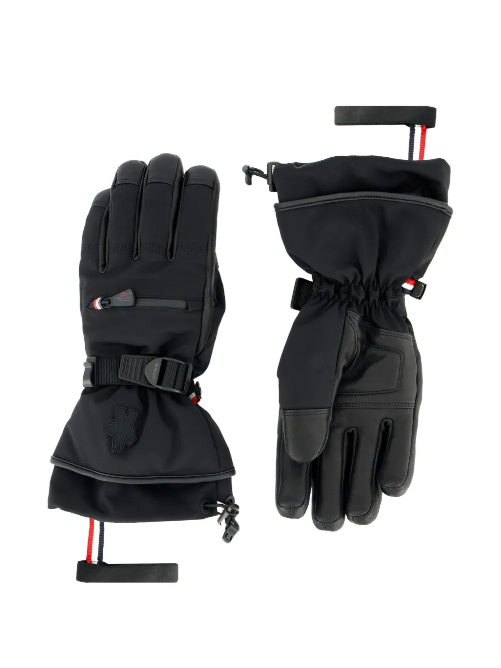 Moncler Grenoble Gewatteerde handschoenen met leren afwerking Zwart