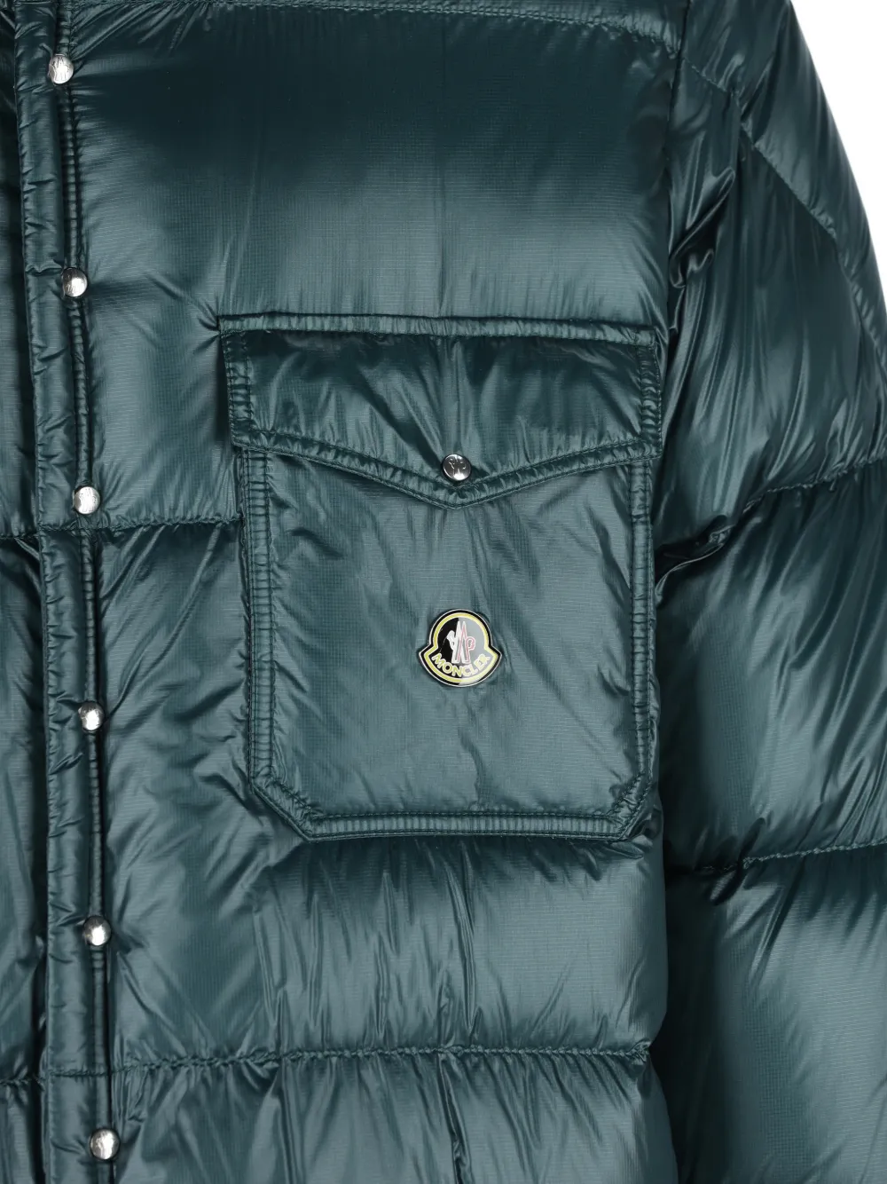Moncler Karakorum hooded short down jacket Groen