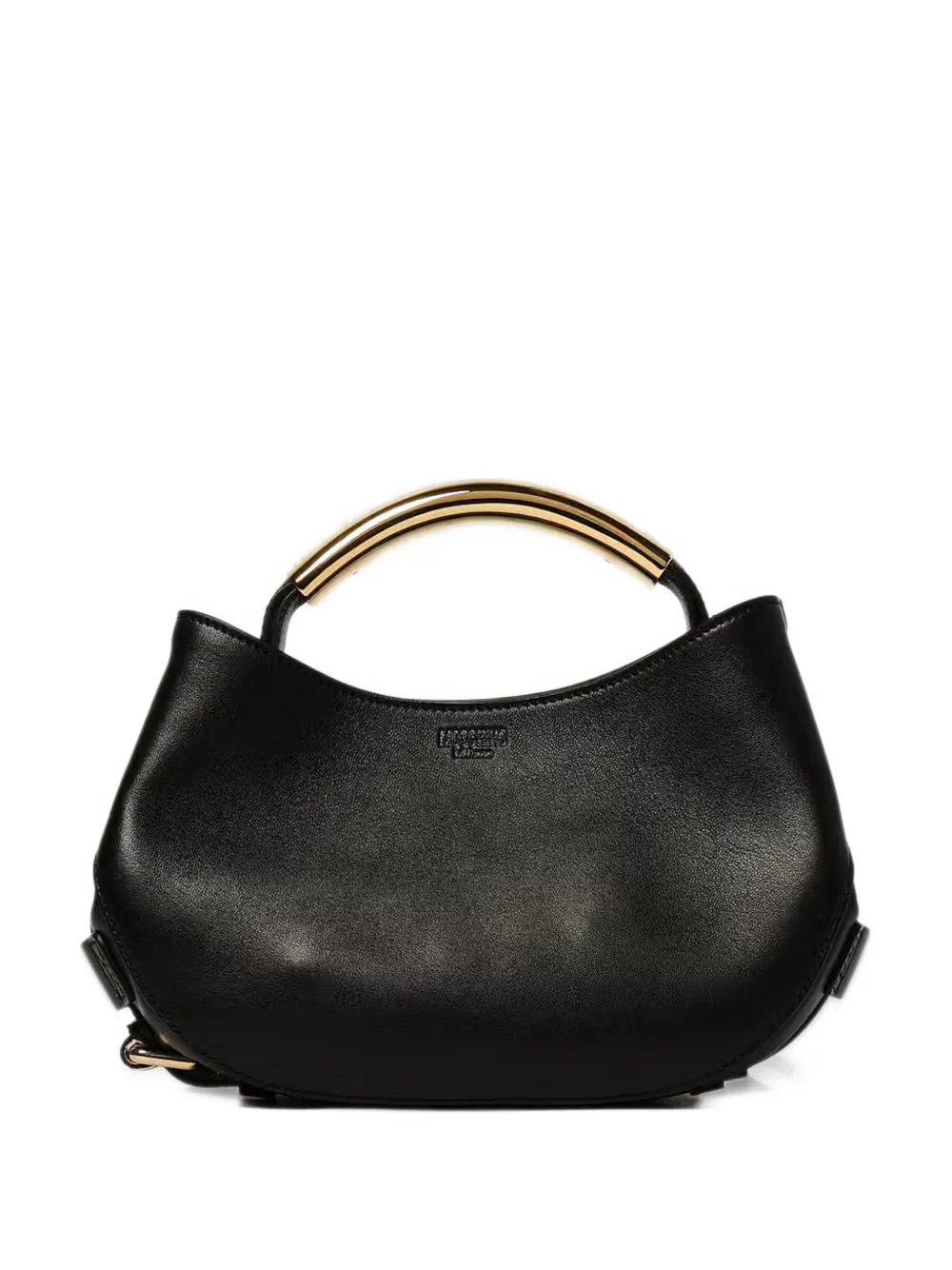 Moschino Leren schoudertas met metalen handvat Zwart