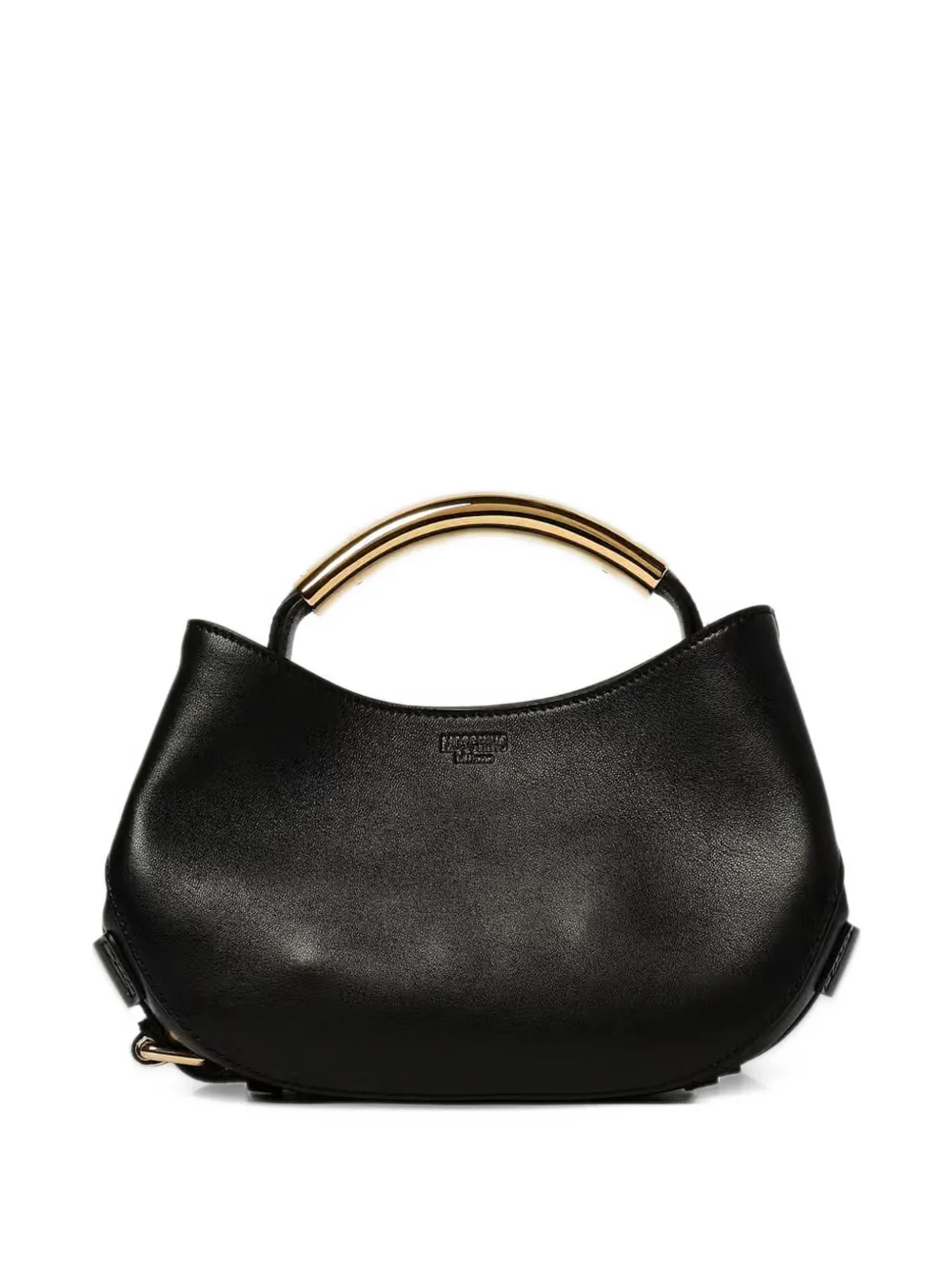 Moschino Leren schoudertas met metalen handvat Zwart