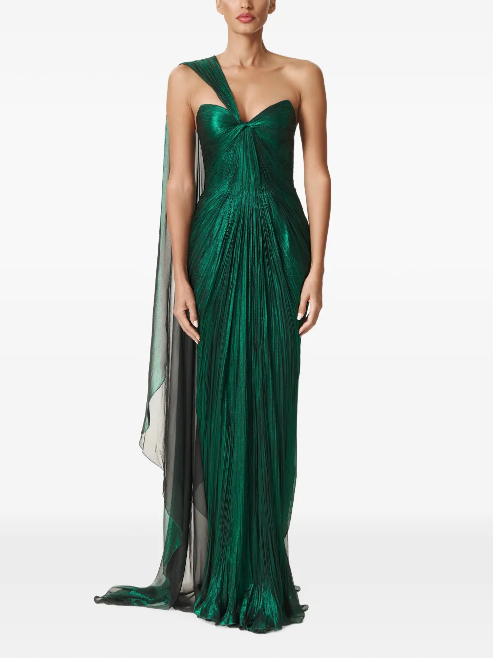 Iris Serban Florence one-shoulder pleated gown - Verde