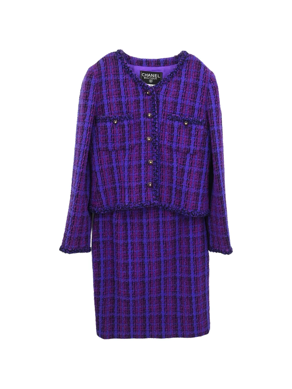 CHANEL Pre-Owned 1995 bouclé mini skirt suit - Viola
