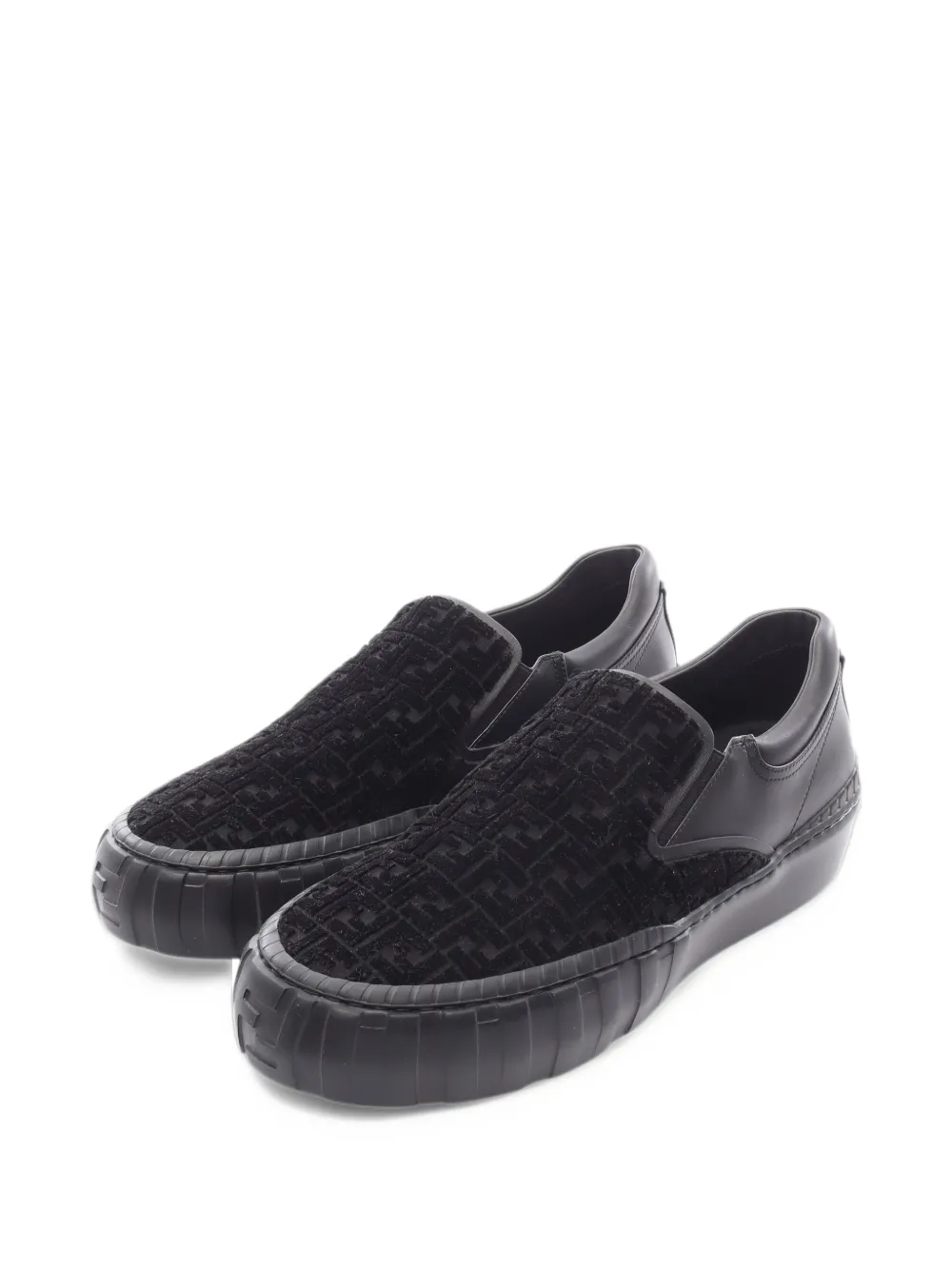 Fendi Pre-Owned Zucca slip-on sneakers - Black
