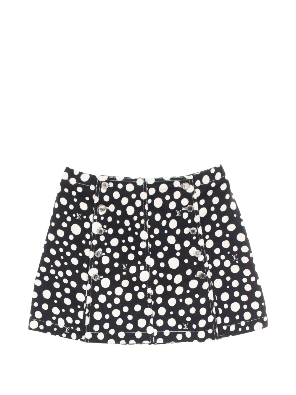 Louis Vuitton Pre-Owned x Yayoi Kusama 2010s Infinity Dots denim A-line mini skirt - Nero