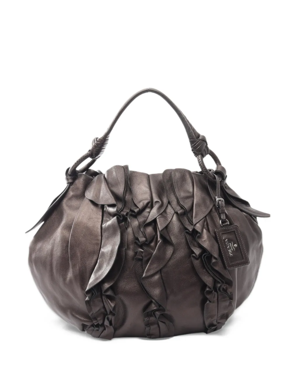 Prada Pre-Owned 2000s ruffled leather shoulder bag - Marrone
