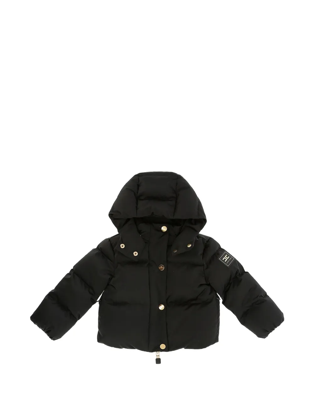 Elisabetta Franchi Kids quilted hooded jacket - Nero