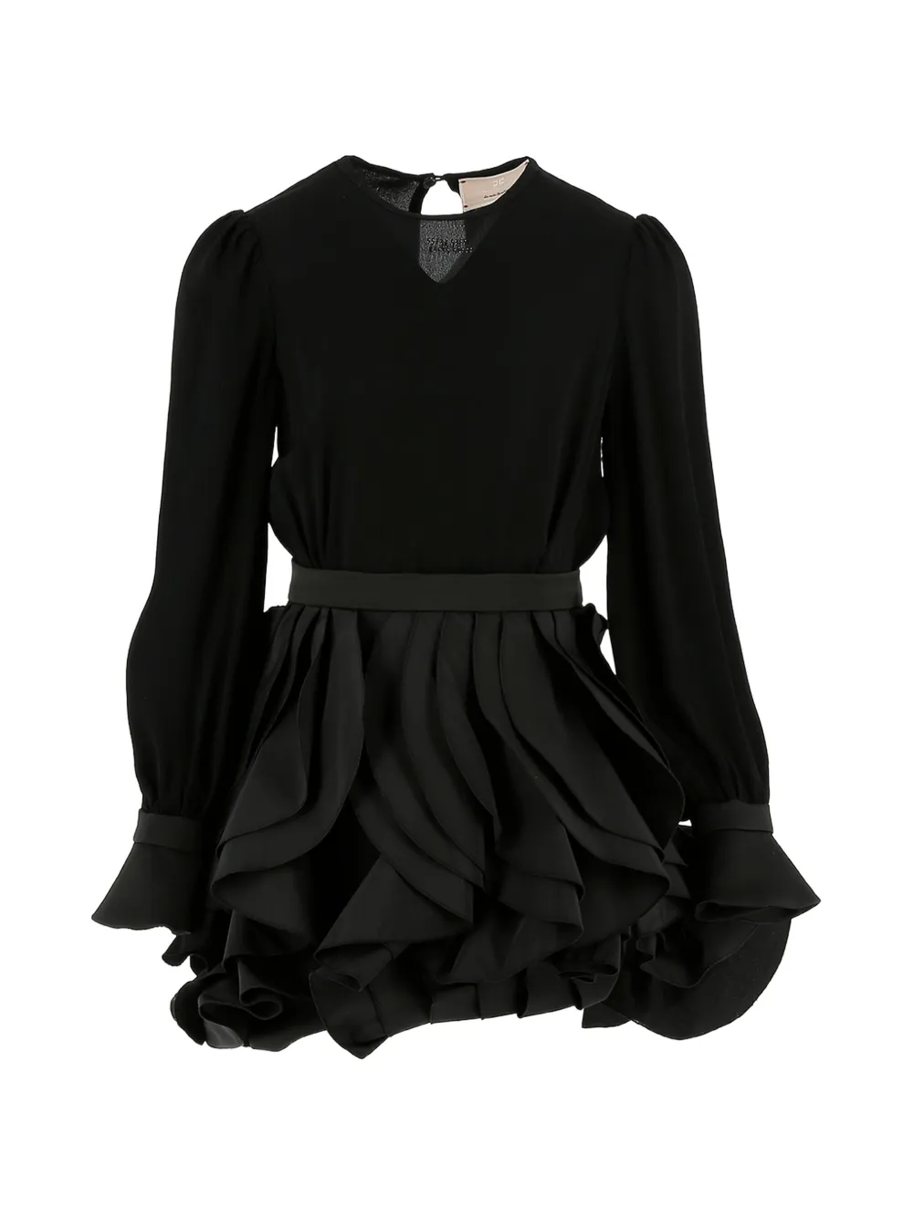 Elisabetta Franchi Kids ruffled long-sleeve dress Zwart