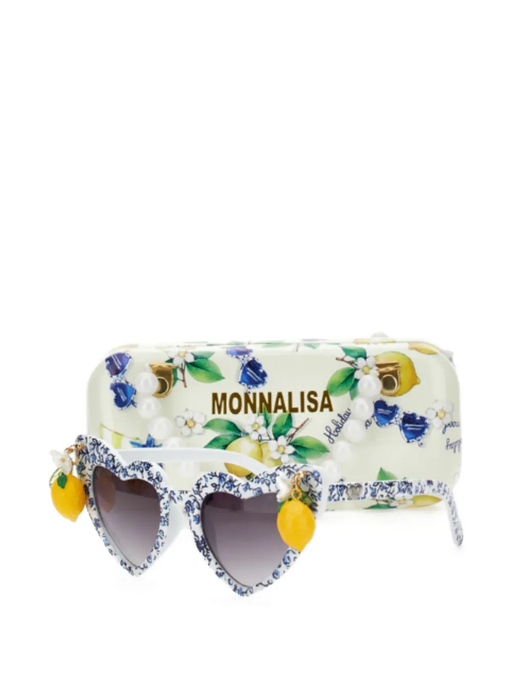 Monnalisa floral-print heart-frame sunglasses - Bianco