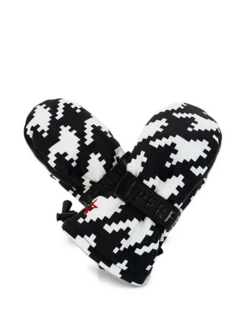 Perfect Moment Kids Davos pixelated-houndstooth-print mittens