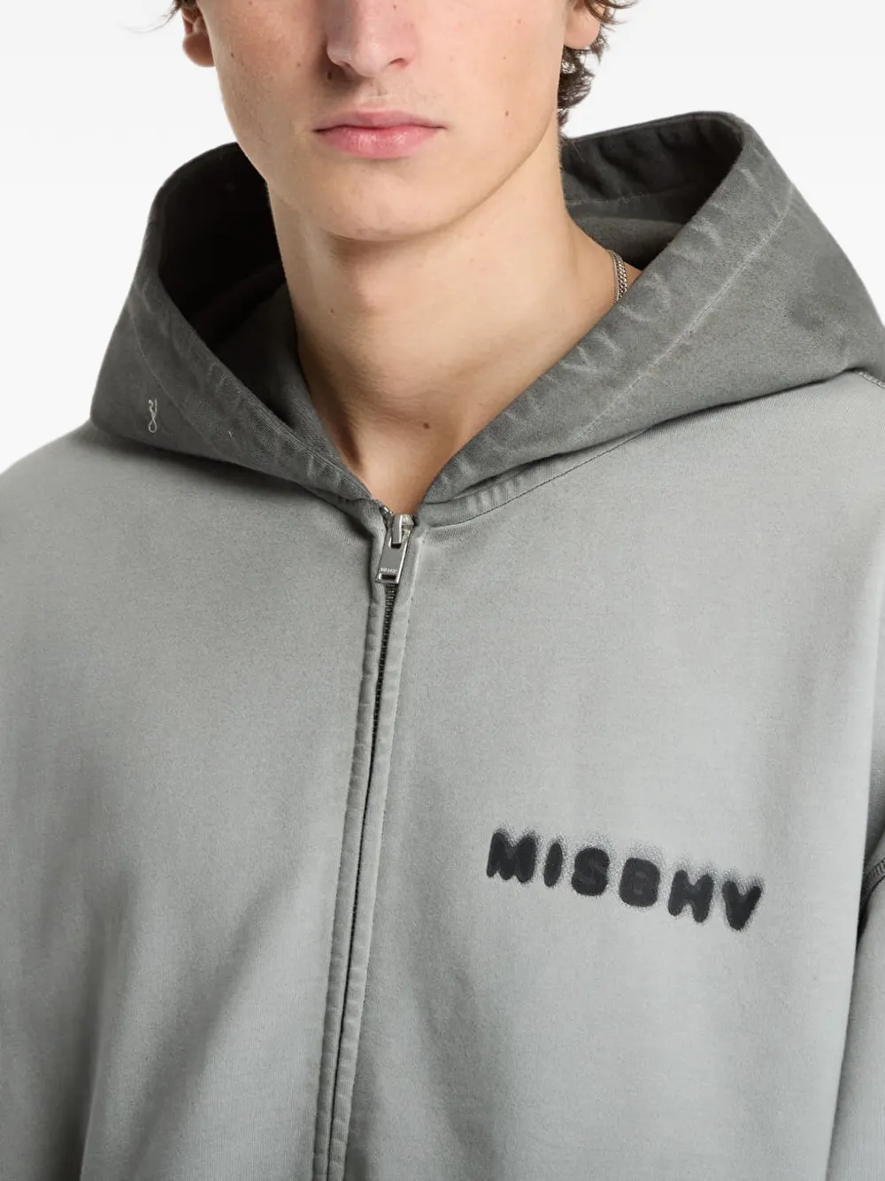 MISBHV Community logo-print zip-up hoodie Grijs