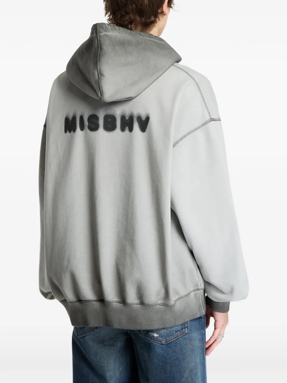 MISBHV Community logo-print zip-up hoodie Grijs