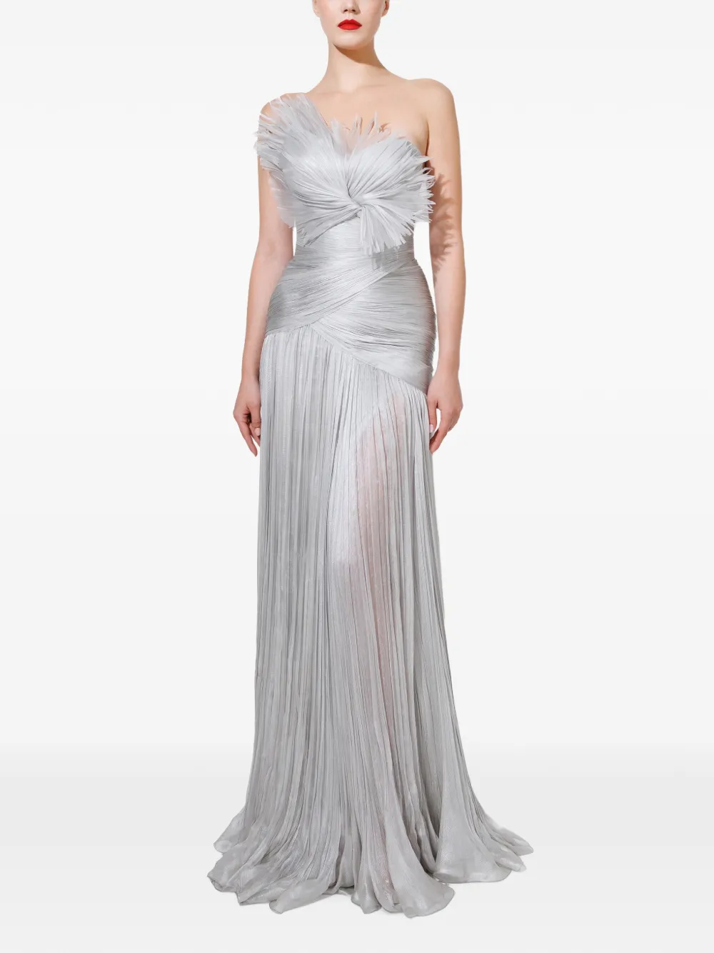 Iris Serban Isabel draped silk maxi dress - Silver