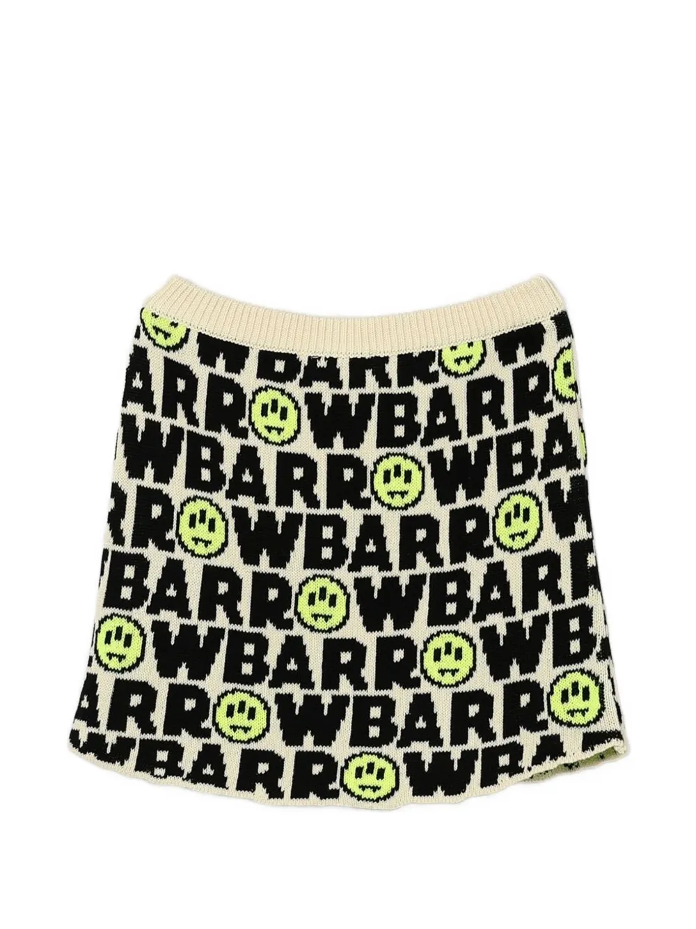 Barrow kids logo-intarsia knitted skirt Beige