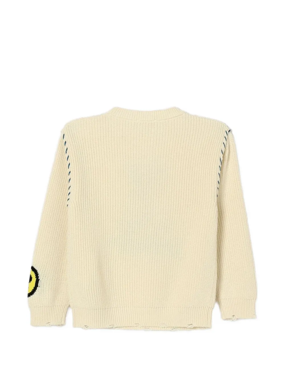 Barrow kids teddy-intarsia distressed sweater Beige