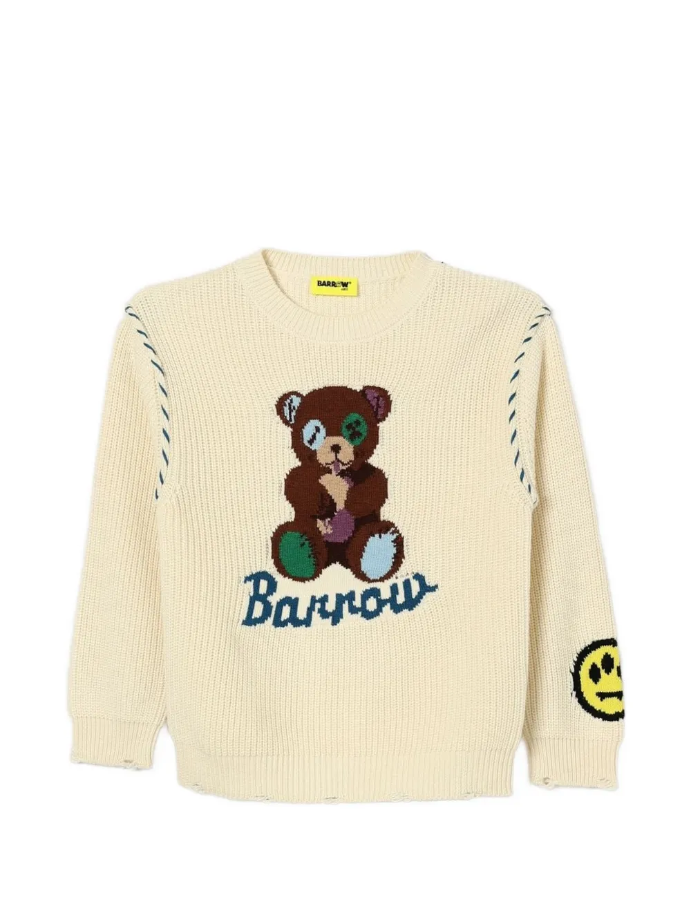 Barrow kids teddy-intarsia distressed sweater - Toni neutri