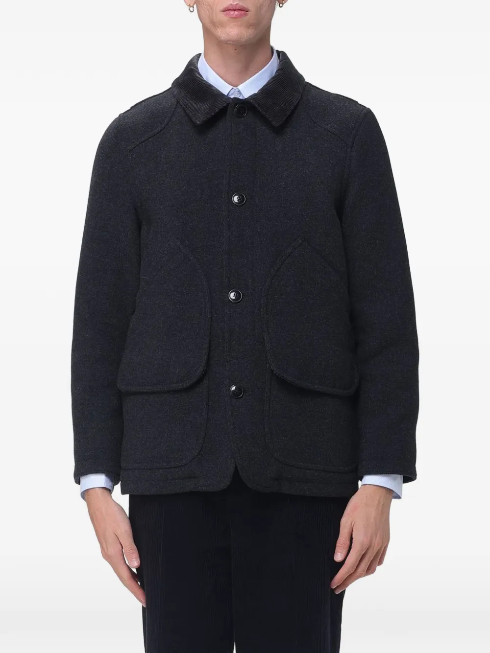 Sebago Tenny corduroy-collar button-up coat - Grey