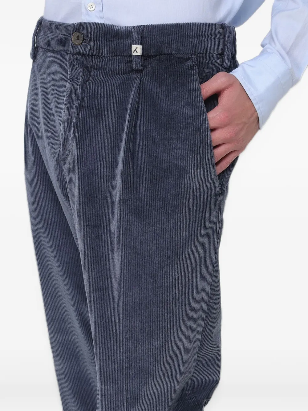 Myths Ribfluwelen plooibroek Blauw