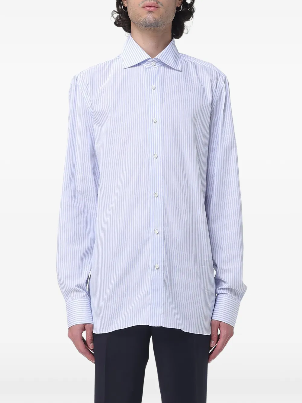 Luigi Borrelli vertical-stripe long-sleeve shirt - Blue