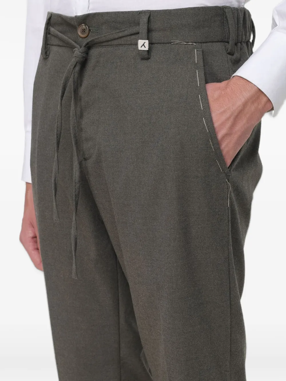 Myths Broek met trekkoordtaille Groen