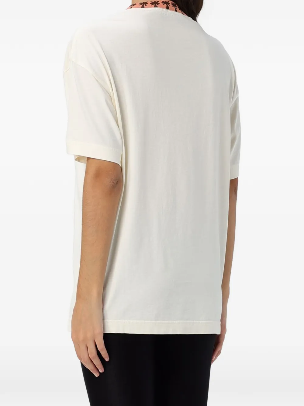 Palm Angels T-shirt met borstzak en kraag met palmboom-print Wit