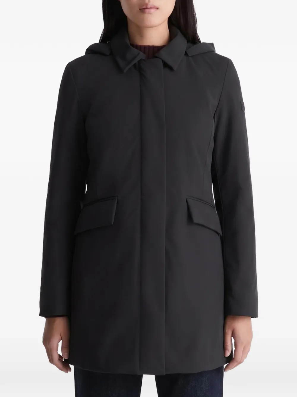 Peuterey hooded flap-pocket coat - Black