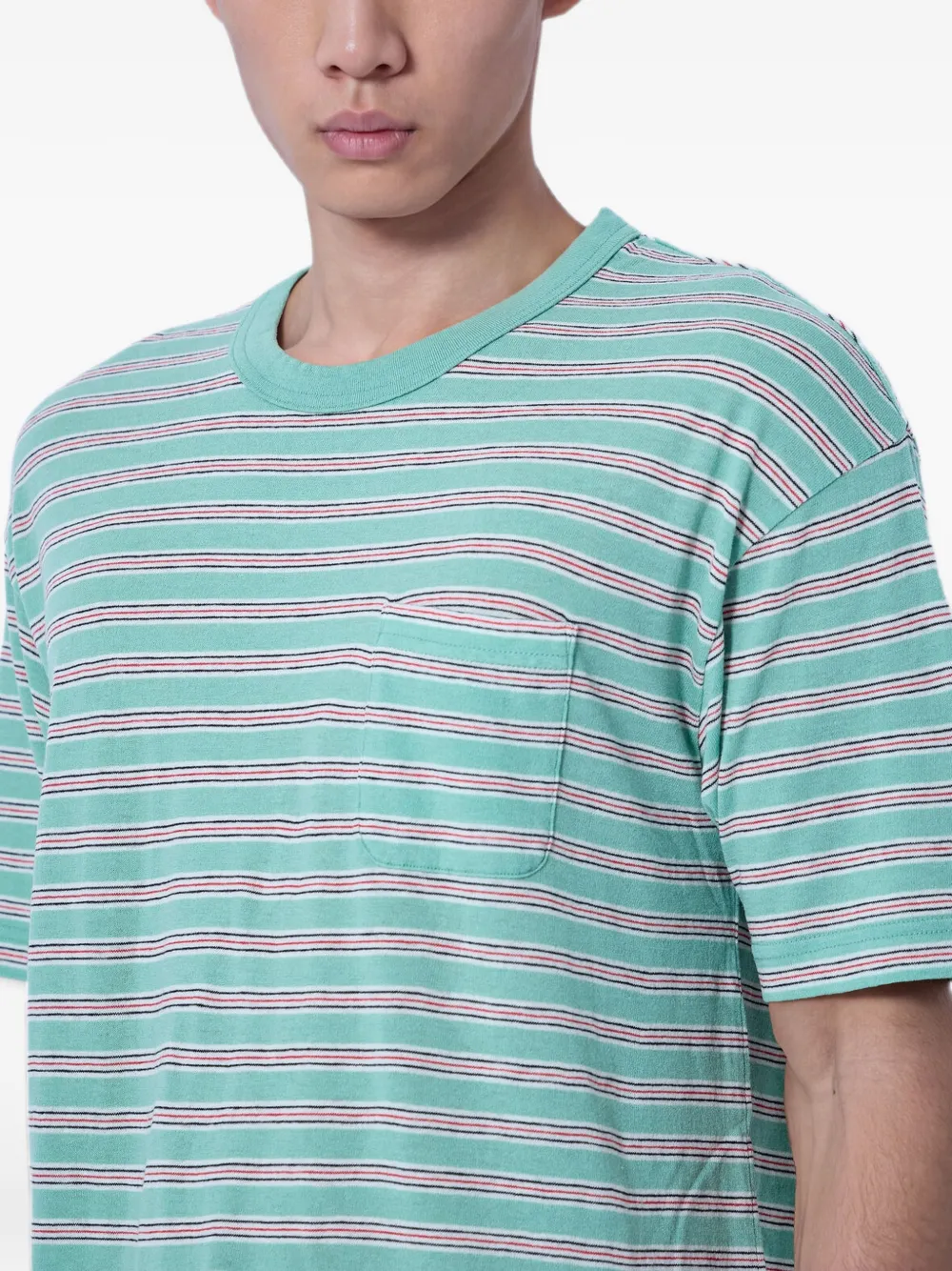 visvim Jumbo Border striped pocket T-shirt Groen
