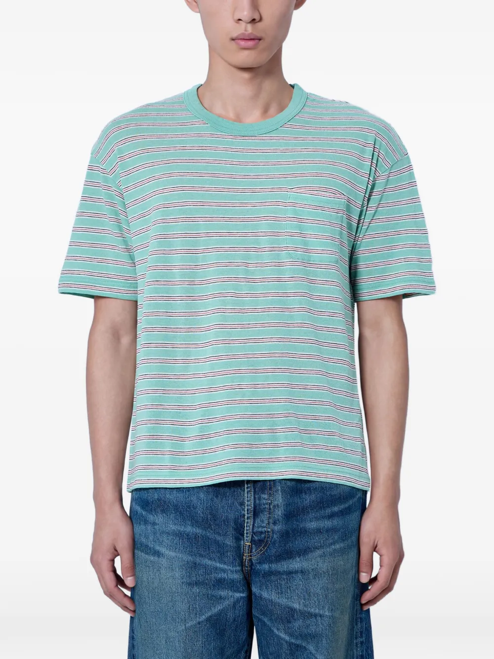 Visvim Jumbo Border striped pocket T-shirt Groen