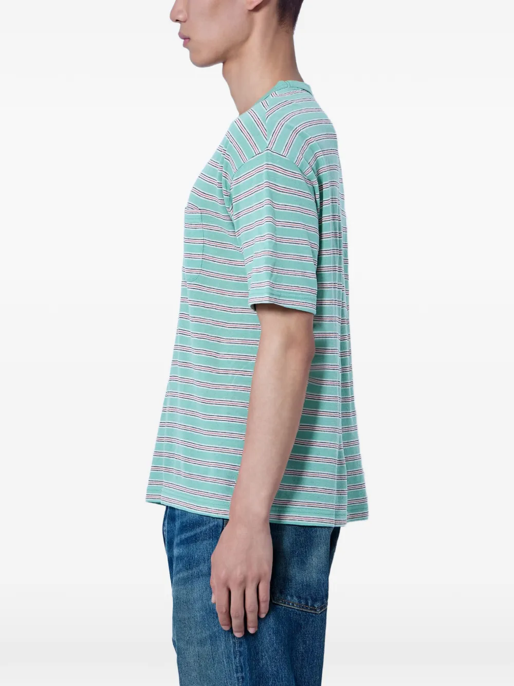 visvim Jumbo Border striped pocket T-shirt Groen