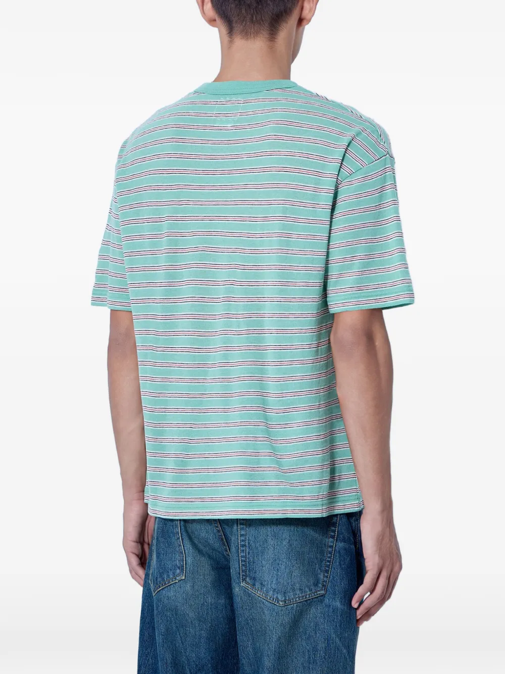 visvim Jumbo Border striped pocket T-shirt Groen
