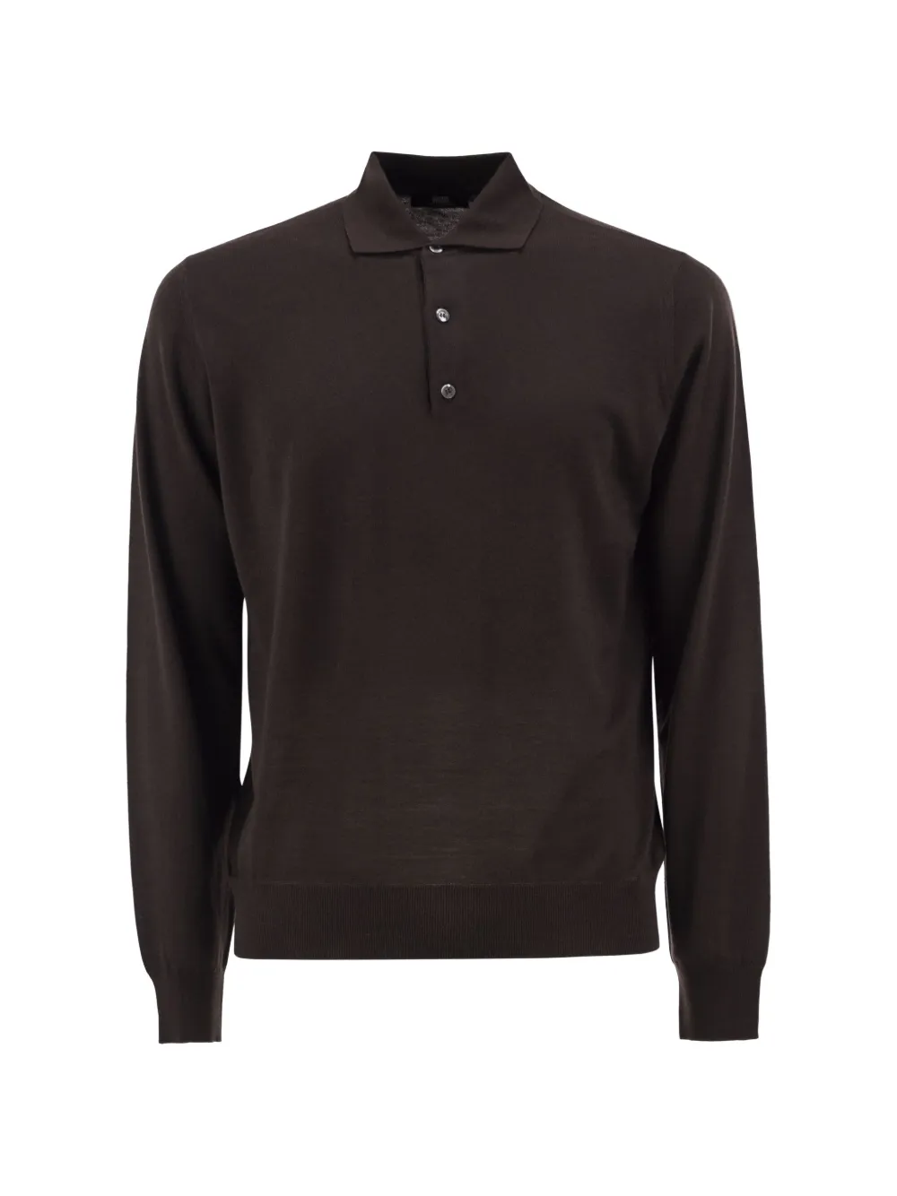 ALPHA STUDIO merino wool knitted polo shirt - Marrone