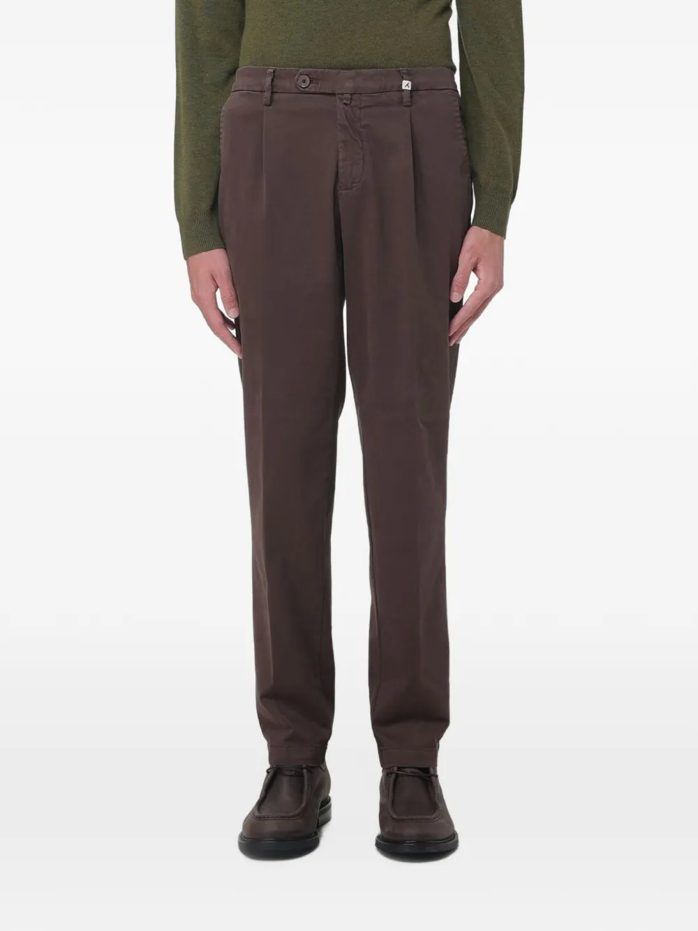 Myths pleated-detail straight-leg trousers - Marrone