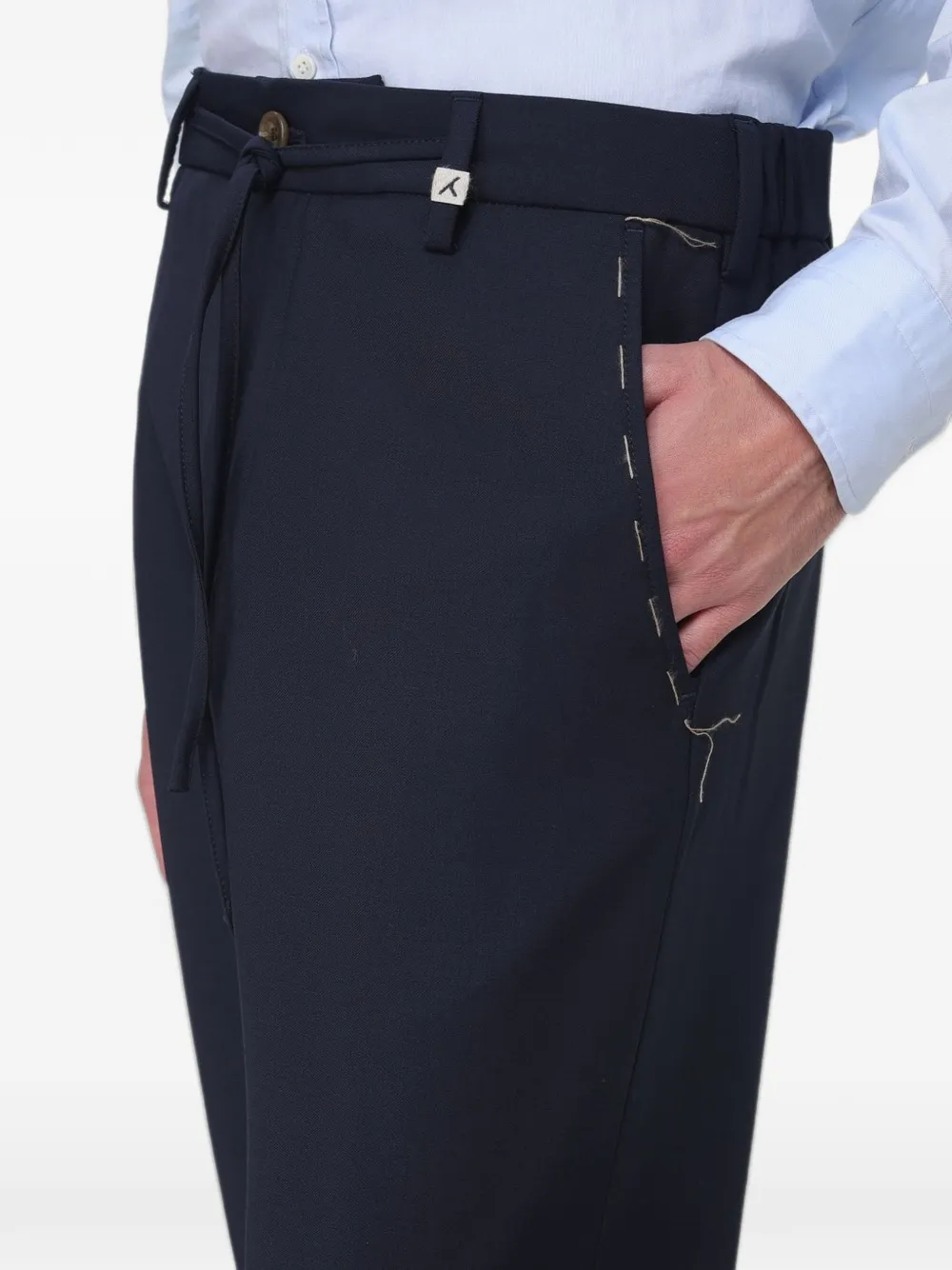 Myths Broek met contrasterende stiksels en trekkoord in de taille Blauw