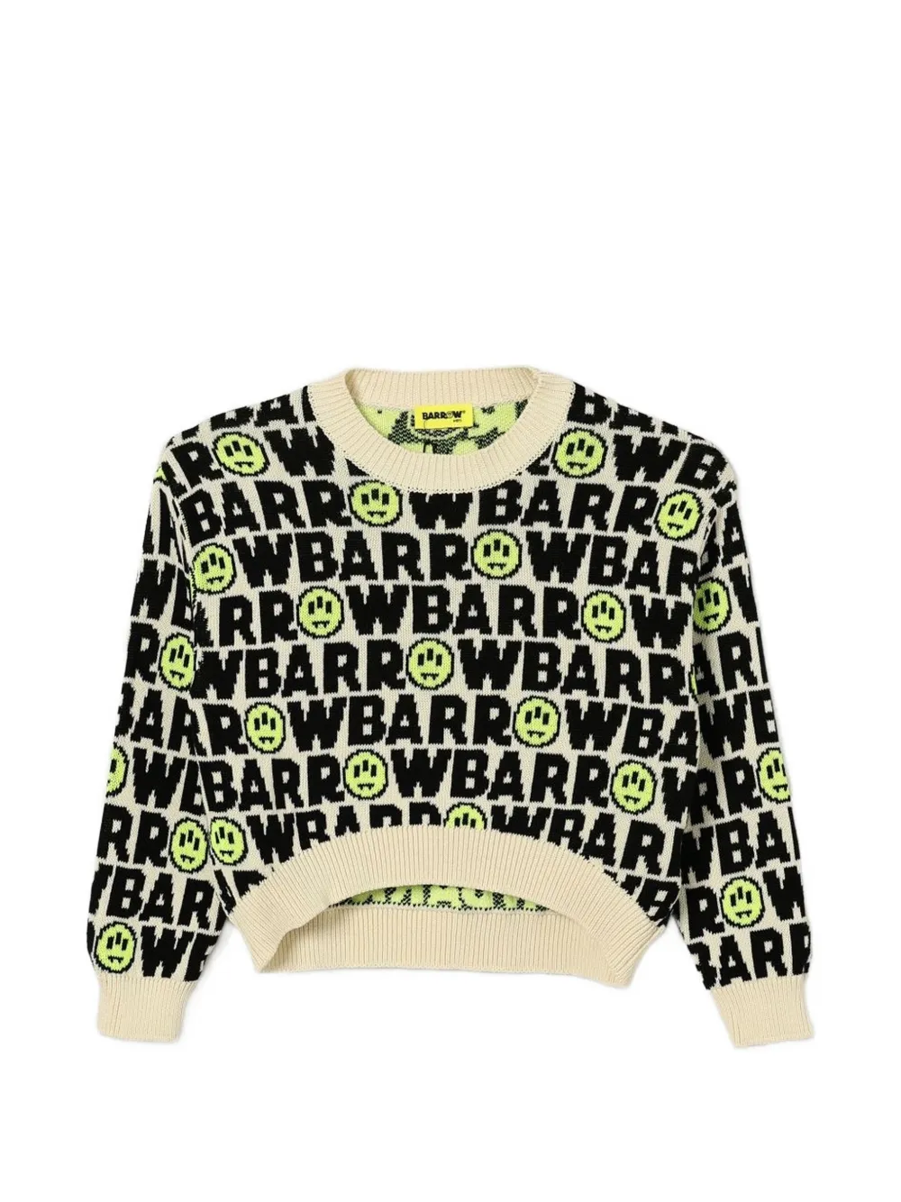 Barrow kids logo-intarsia cropped sweater - Neutrals