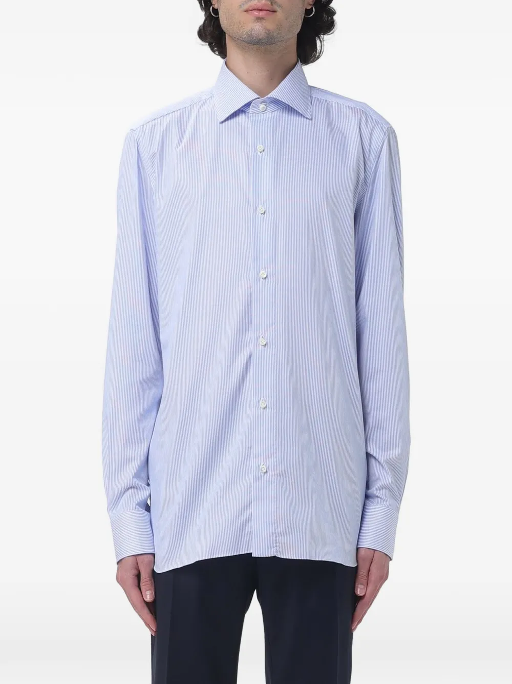 Luigi Borrelli vertical-stripe shirt - Blue