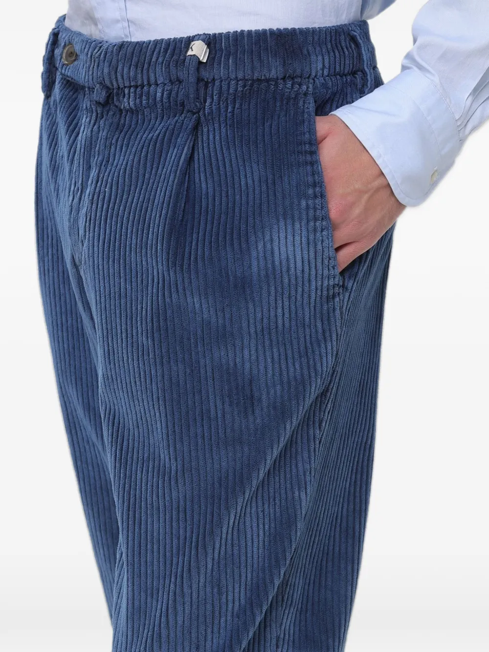 Myths Ribfluwelen plooibroek Blauw