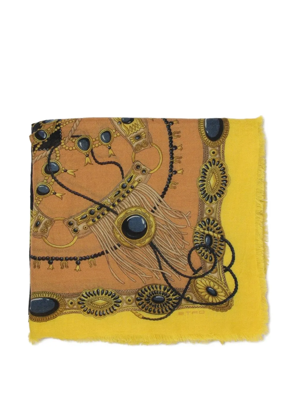 ETRO Gerafelde sjaal met sieraden-print Oranje